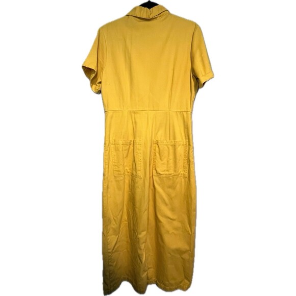 Lucy & Yak Ragan Boilersuit Jumpsuit Yellow Organic Cotton Wide Leg Denim US 8 - Picture 2 of 6